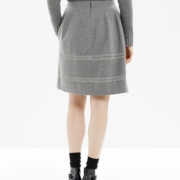 MADEWELL Heather Gray Structured Wool TURNOUT SKIRT 2 Mesh Inset Full Flare - Picture 2 of 10